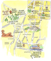 Mexico city illustrated map