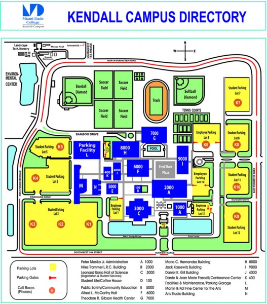 Fullsize Miami Dade College - Kendall campus Map