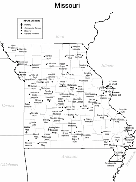 Missouri Airports Map