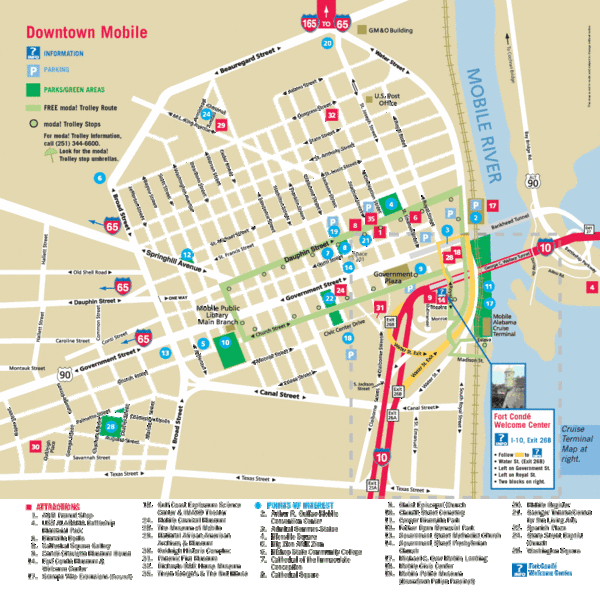 Map Of Downtown Mobile Alabama The World Map