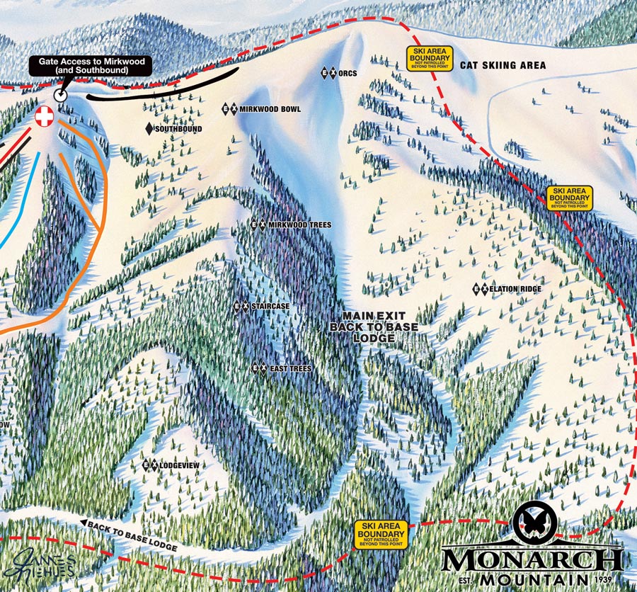 Monarch Ski and Snowboard Area Mirkwood at Monarch Ski Trail Map 