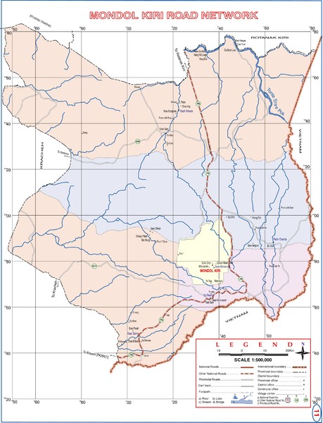 Mondol Kiri Province Cambodia Road Map