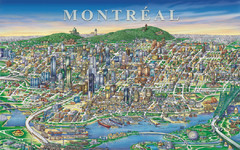 Montreal Downtown pictorial Map