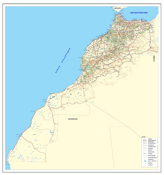Map Of Morocco And Surrounding Countries. Road map of Morocco.