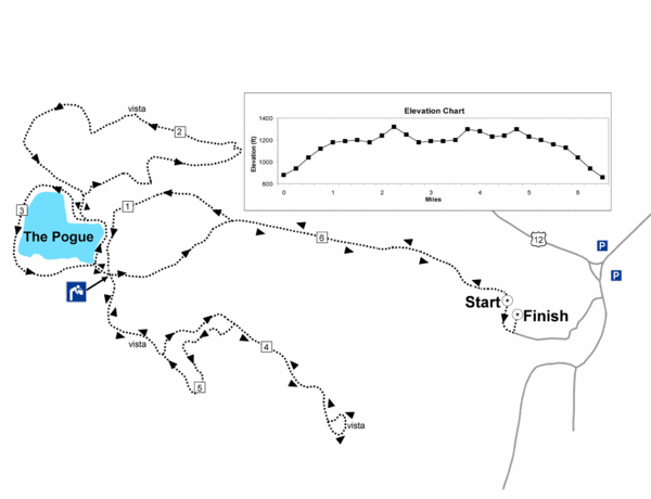 Mt. Tom road to the Pogue race course map