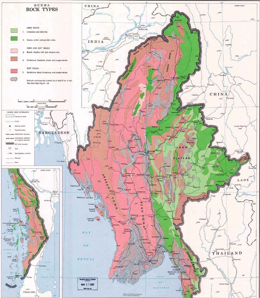 map of burma myanmar. Geological Map of Myanmar
