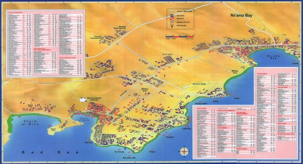 Tourist map of Na'ama Bay and Sharm el Sheikh Egypt.