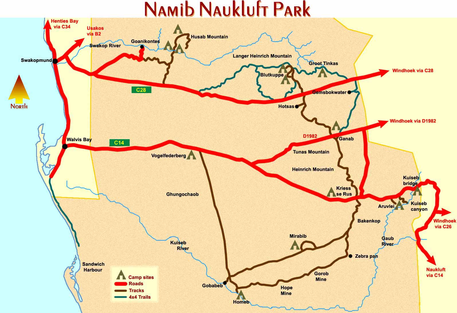 Namib Naukluft Park Map Namib Naukluft Park Map - Namibia • Mappery