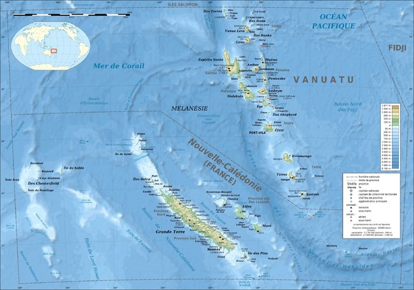 New Caledonia bathymetric Map