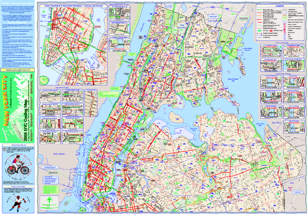 new york map city. Cycling map of New York City
