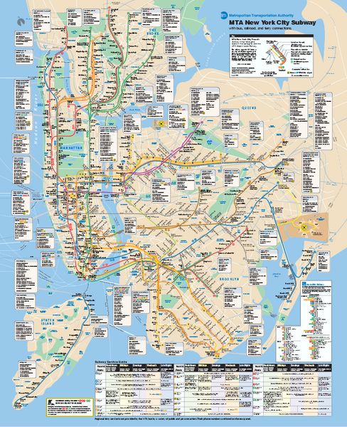 Official subway map for New York City. Created 9/13/2007