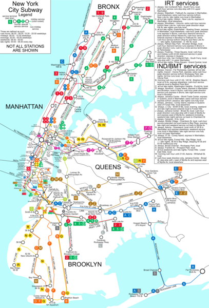 Map of NYC subway transit system and stops. From ccablog.blogspot.com