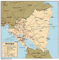 Nicaragua (Political) 1985 Map