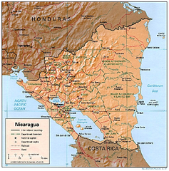 Nicaragua (Shaded Relief) 1997 Map
