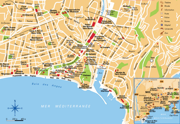 maps of france. Tourist map of Nice, France.