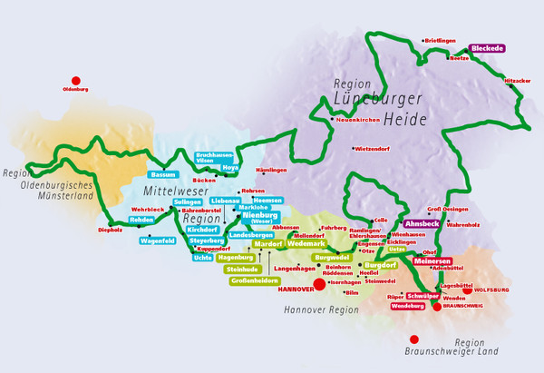 Niedersachsen Spargelstrasse Map