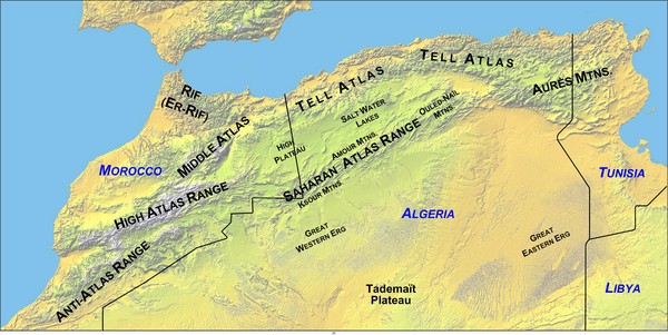 North Africa Mountain Ranges Map