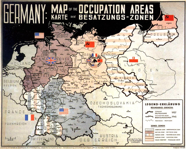 Occupation Areas of Germany after 1945 Map