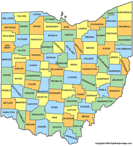 Fullsize Ohio Counties Map