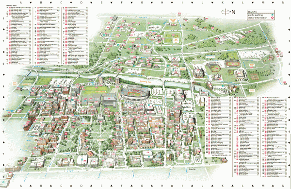 Map of main Columbus, Ohio campus of Ohio State University.