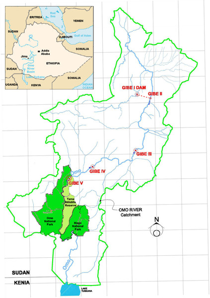 Omo River Drainage area Map