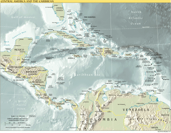 map of central america and caribbean