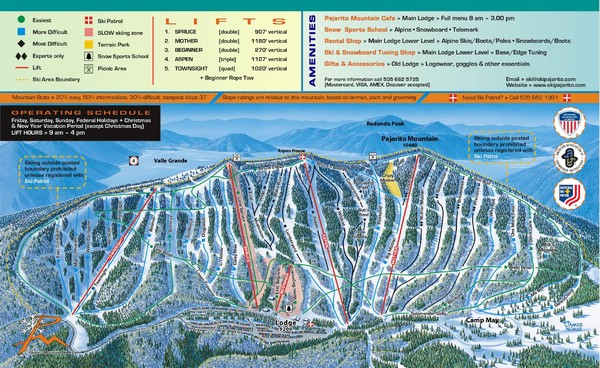 ski in new mexico map Pajarito Mountain Ski Trail Map Los Alamos New Mexico United ski in new mexico map