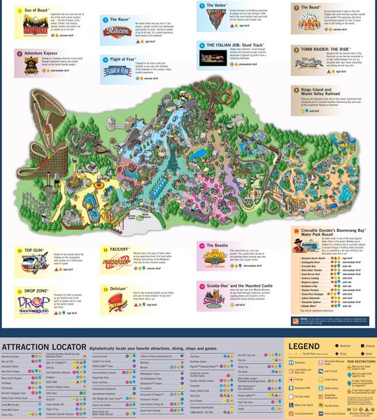 Paramount's Kings Island Map
