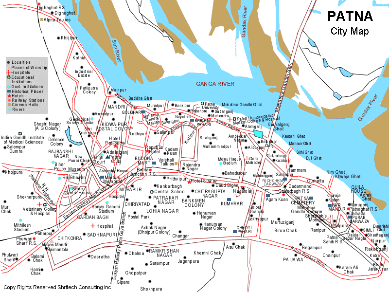 Satellite Map Of Patna Patna City Tourist Map - Patna City • Mappery