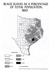 Percentage of Black Slaves in 1860 Texas Map