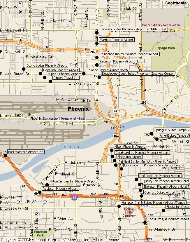 Phoenix Sky Harbor Airport Hotels Map Phoenix Airport Mappery