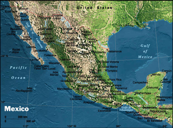 mexico map states. Physical Mexico Map