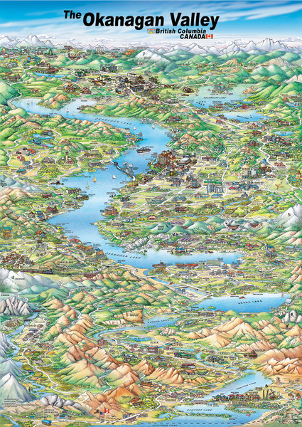 Fullsize Pictorial map of the Okanagan Valley