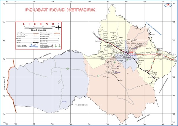 Pousat Province Cambodia Road Map ( Pursat Province )