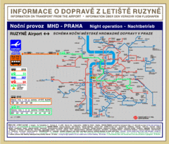 Prague Ruzyne Airport Night Public Transportation Map