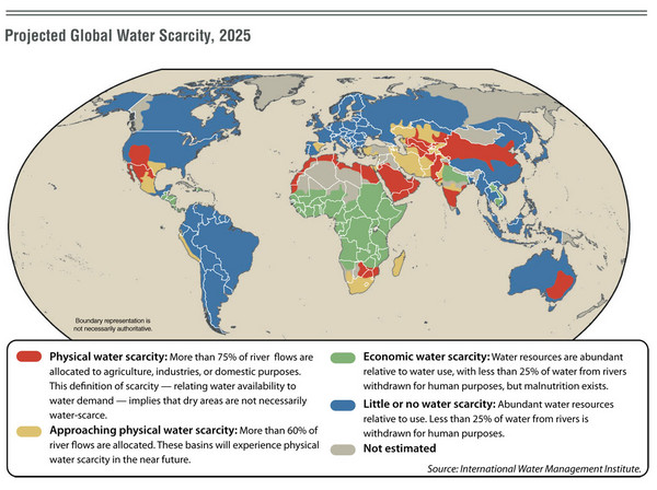 Projected Global Water Scarcity 2025 World Map