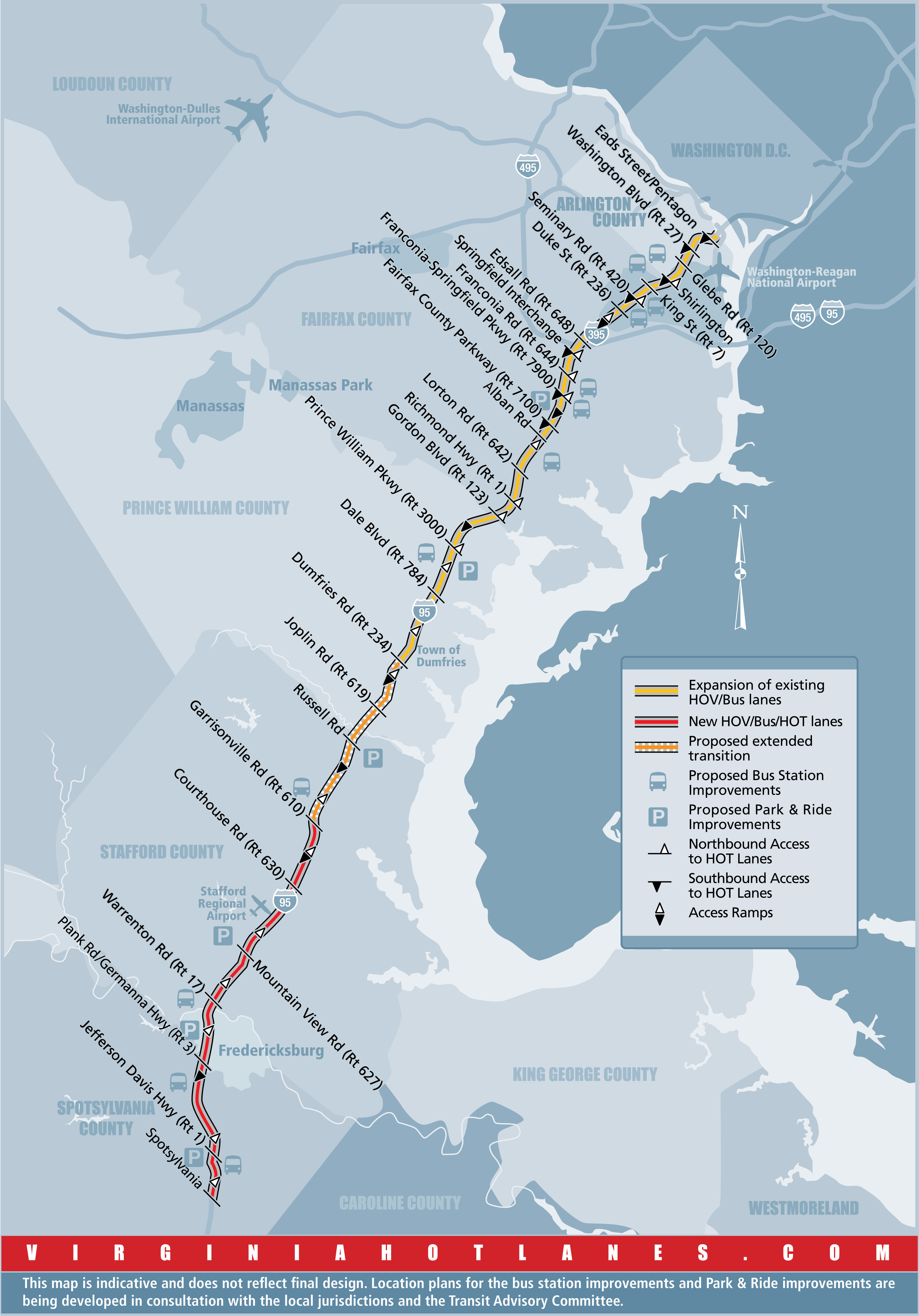 Proposed Expansion of I-95-395 HOV-Bus-Hot Lanes Map - Washington DC • mappery