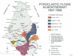 Pyroclastic flows in Montserrat 1997-1998 Map