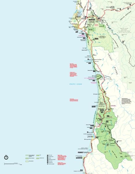 Official NPS map of Redwood National Park, California.