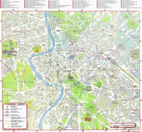 Detailed Tourist Map of Rome, Italy. Created by Fonisol From fonisol.com