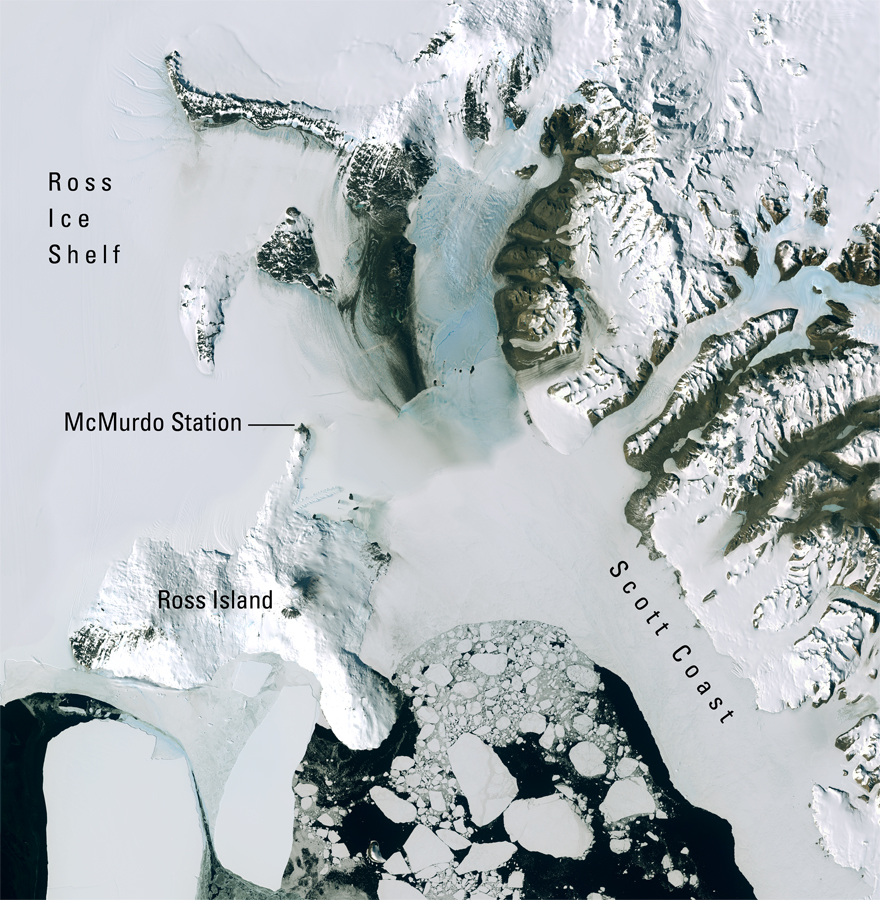 Ross Island Mcmurdo Station Area Landsat Map Ross Island Antarctica • Mappery 9735