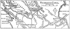 Route of Nicaragua Canal 1906 Map