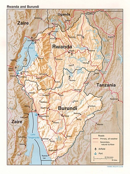 Rwanda Topographic Map