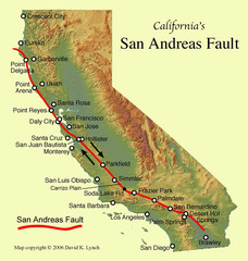 San Andreas Fault, California Map