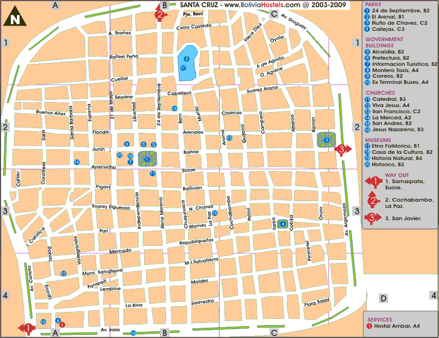 Santa Cruz Tourist Map Santa Cruz Bolivia • Mappery 3024