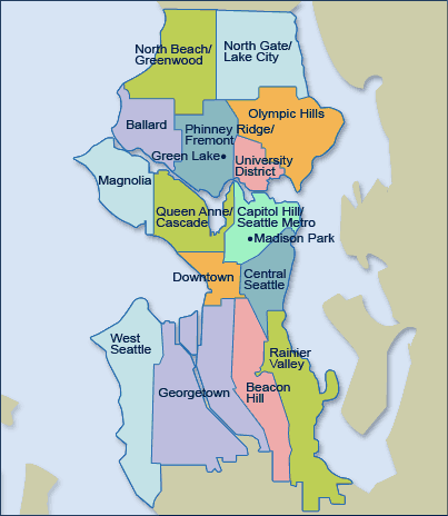 Seattle Neighborhood Map - Seattle • mappery
