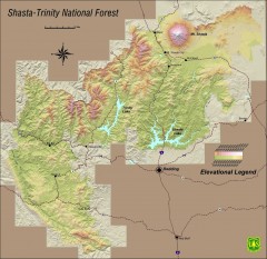 Shasta Trinity National Forest Elevation Map