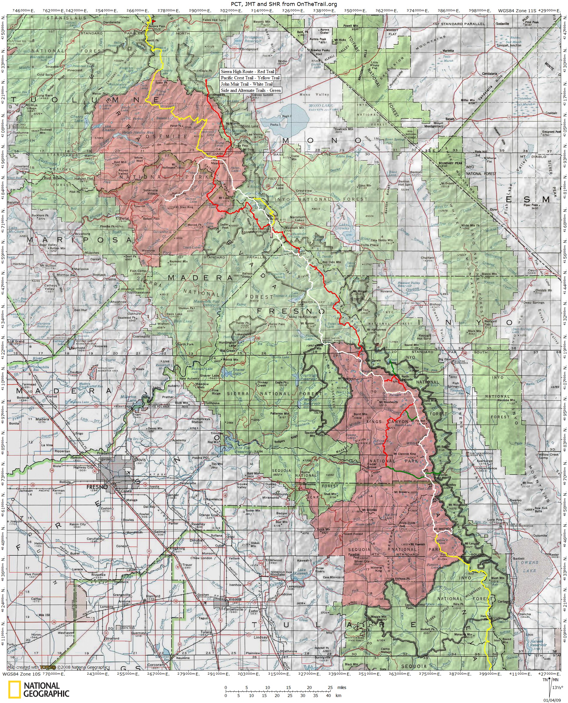 Sierra High Route Map Sierra High Route Map - The Sierra Mountains Ca Usa • Mappery