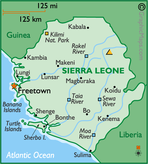 Map Of Guyana Showing Administrative Regions. Fullsize Sierra Leone Map