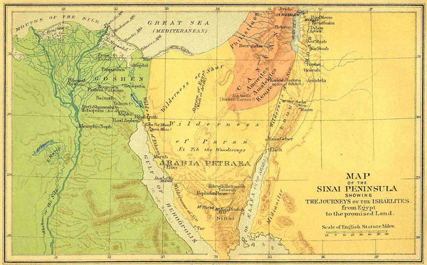 Fullsize Sinai Peninsula Map - Journey of Israelites from Egypt to Promised 